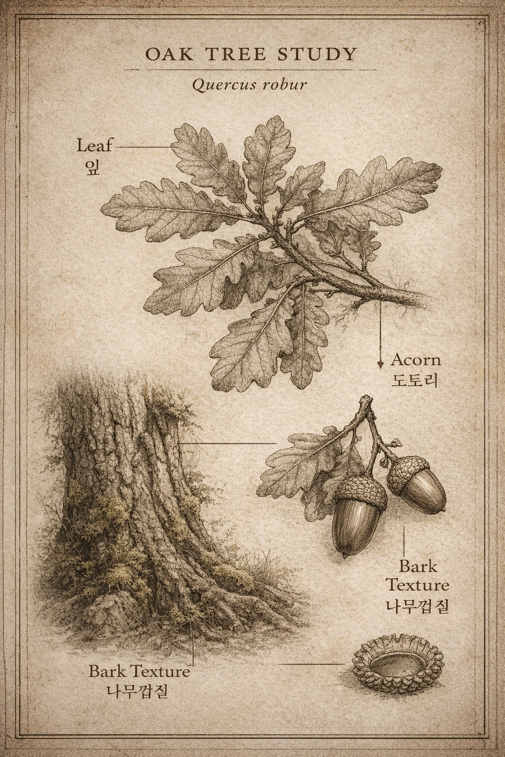 OAK TREE STUDY botanical plate